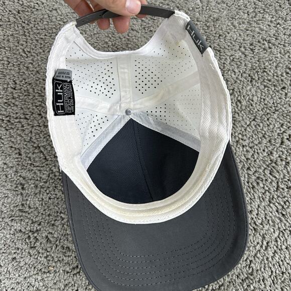 Huk Hat Cap Snap Back Mens One Size Gray White Performance Fishing Trucker Mesh - Picture 8 of 10